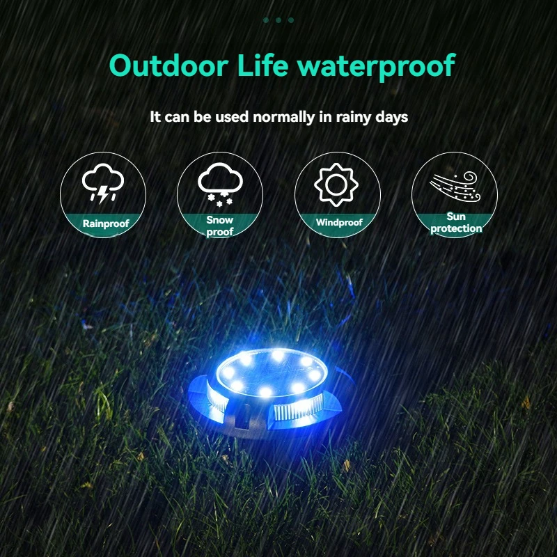 Outdoor Waterproof Solar Buried Light 8+4LED Side Light Deck Lawn Garden Installed Ground Insert garden decoration lamps