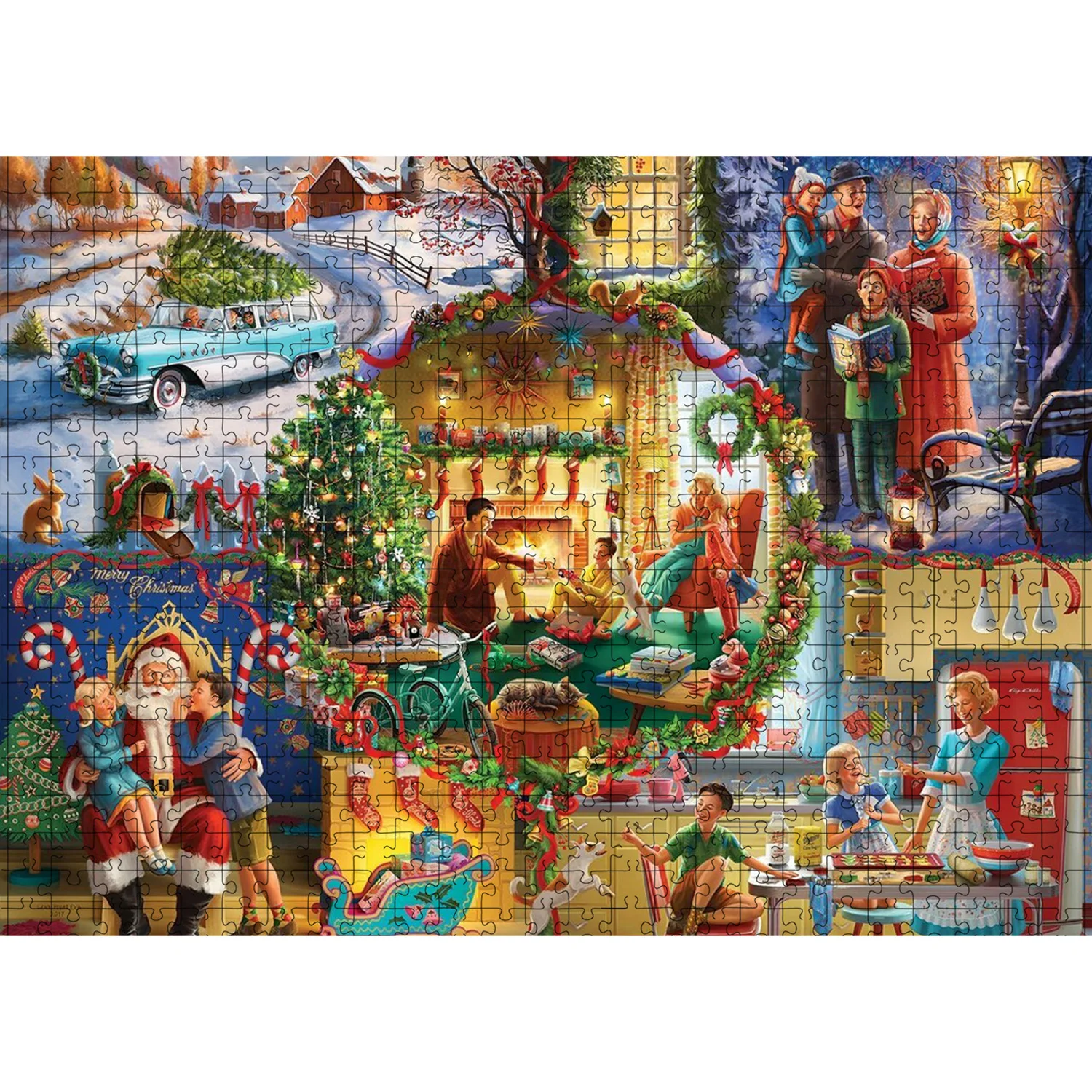 1000 Pieces Jigsaw Puzzles Merry Christmas Adults Jigsaw Puzzle 70cmX50cm(27.5inchX19.7inch) Large Puzzle Toys Gift 3