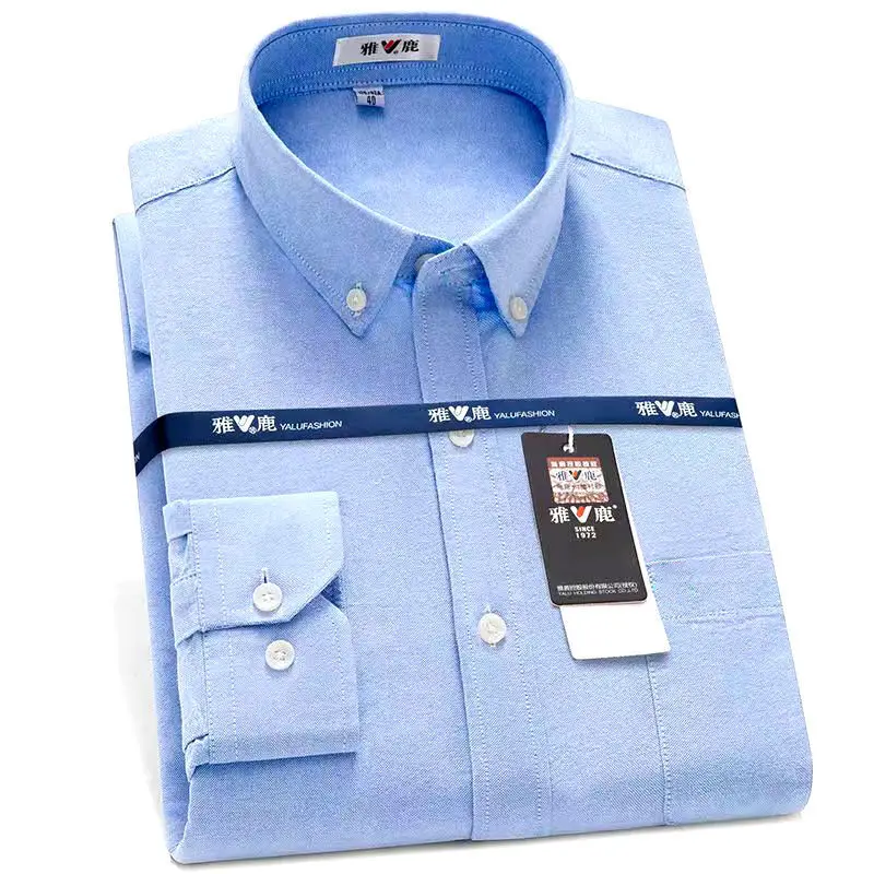 2024 New Men Oxford Spinning Long Sleeved Shirt Casual Business Middle Youth High Quality Classic Multi Color Top Striped Shirt