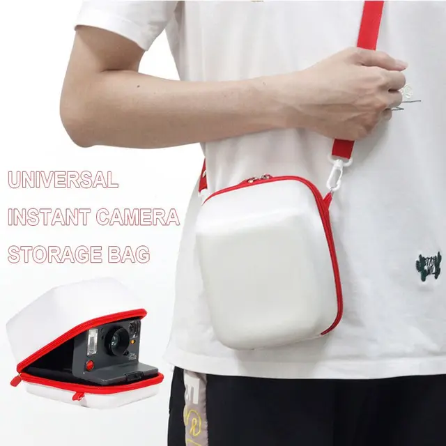 Universal Instant Camera Storage Bag EVA Shockproof Film Camera Carrying Case Cloth Texture for Polaroid GO/One Step 2/NOW+ 2