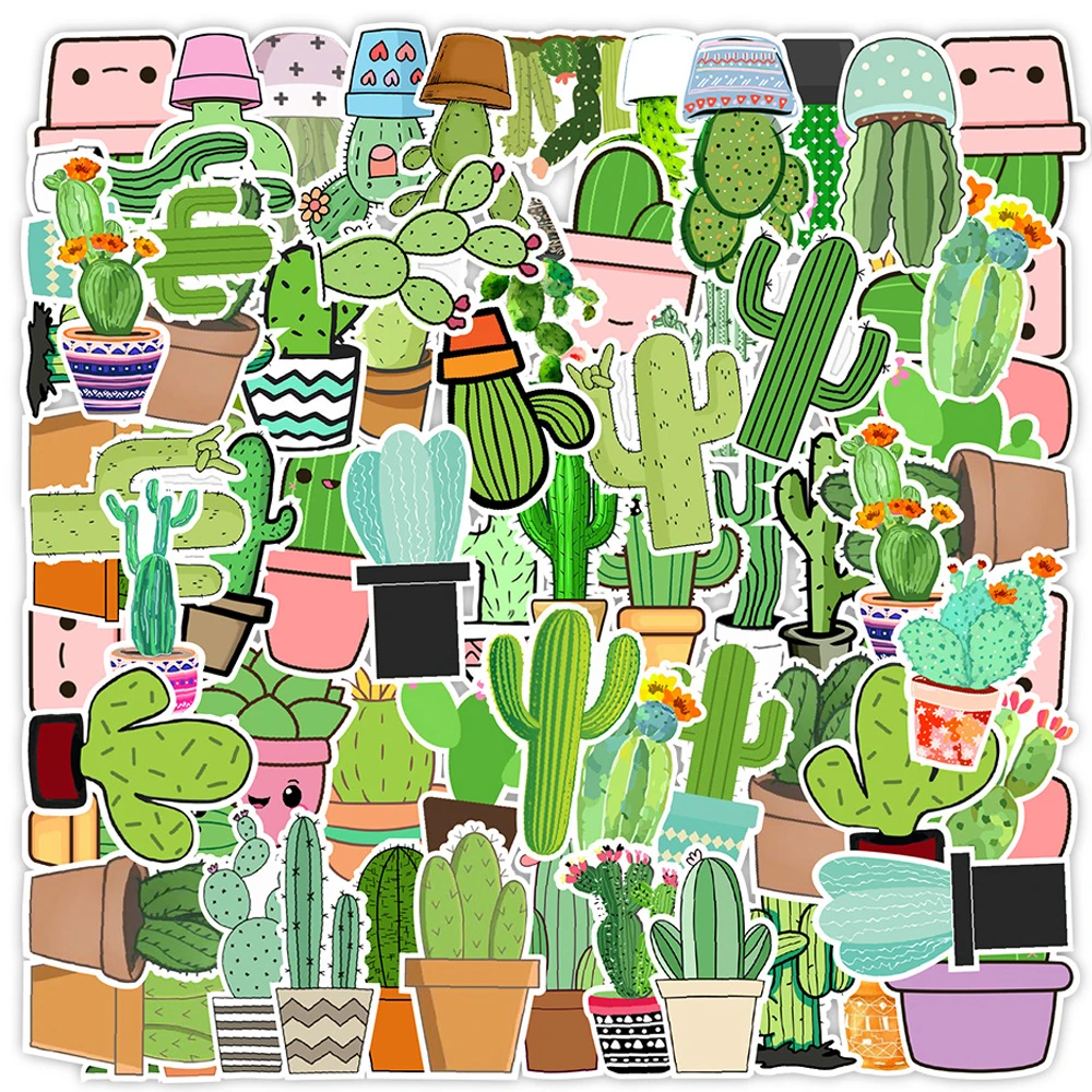 

10/30/50pcs Cute Cartoon Plants Cactus Graffiti Stickers Decals DIY Notebook Laptop Phone Car Decoration Sticker Kids DIY Toys