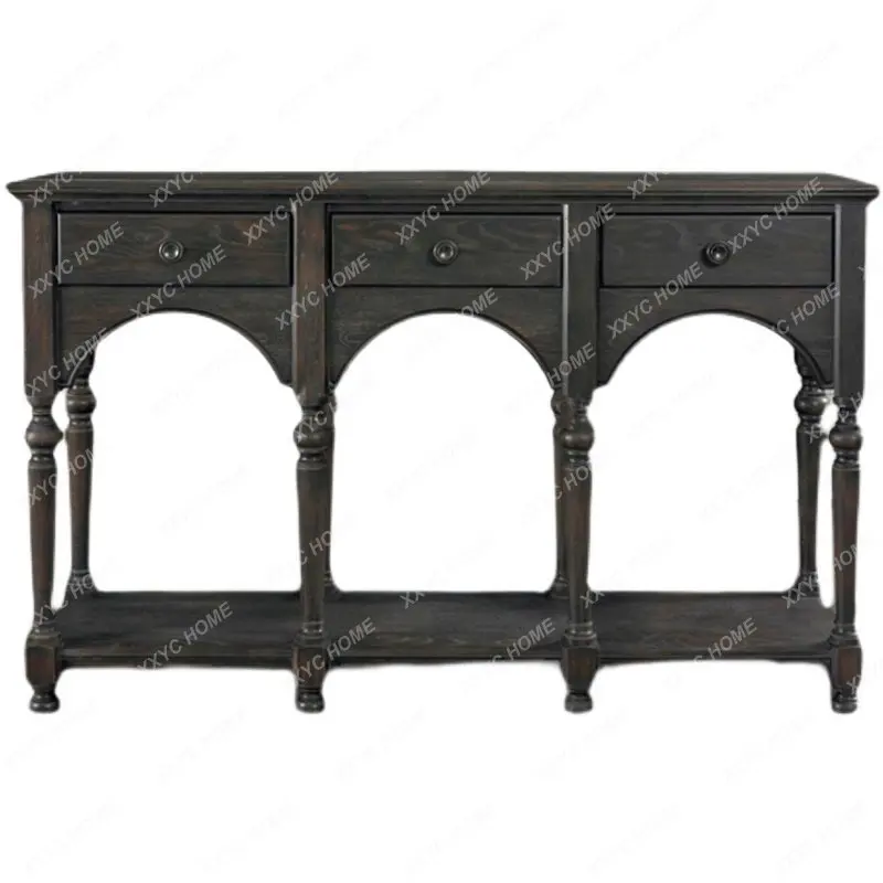 

Solid Wood Black Console Tables Hallway Console Table Entrance Cabinet Sideboard Cabinet Sofa Tables furniture living room