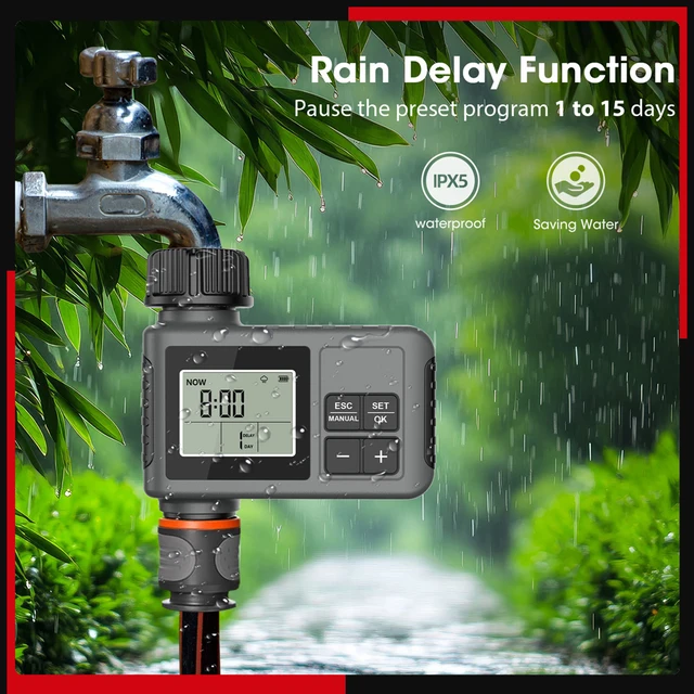 Water Timer Irrigation System Programmable Garden Watering Sprinkler 1 Outlet Intelligent Timing Valves Controller Rain Delay 1