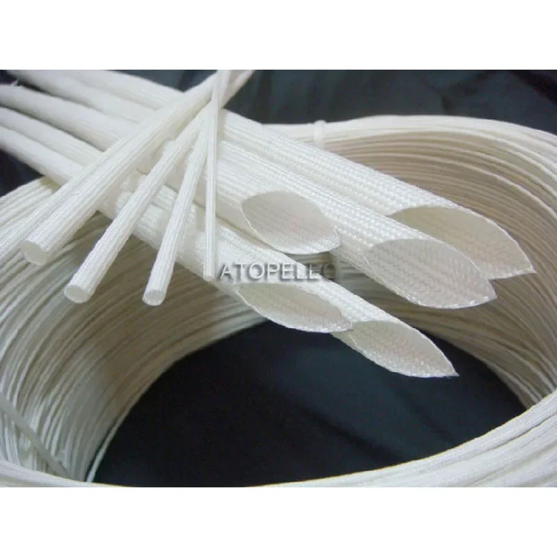 1M Braided Fiber Glass Fiberglass Sleeving Heat Resistant 600℃ 500V Soft Tube Wrap Wire 1/2/3/4/5/6/8/10/12/14/16/20/25mm Dia.