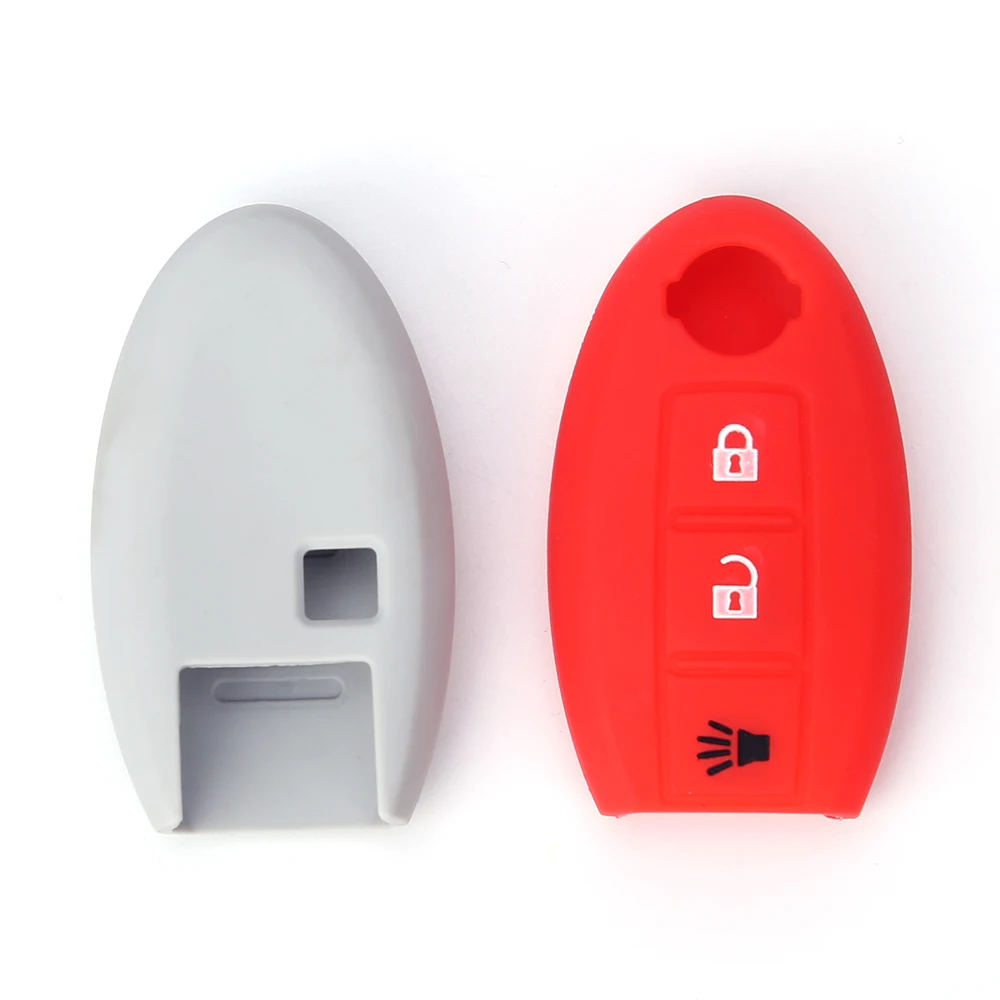 Silicone Remote Key Case Cover for Nissan X-Trail 370Z Cube Micra Qashqai Juke Leaf Tiida Cube Quest Versa 3 Buttons Auto Parts key case cover car key shell