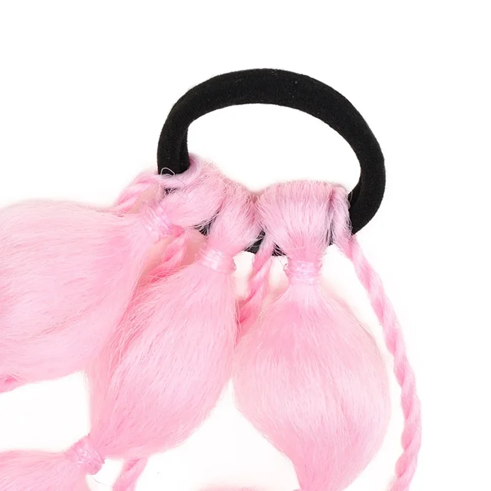 24 Inch Synthetic Ponytail Extension Corlorful Bubble Braid Long Lantern Braided Ponytail Hair Tie Straight Hairpieces for Women