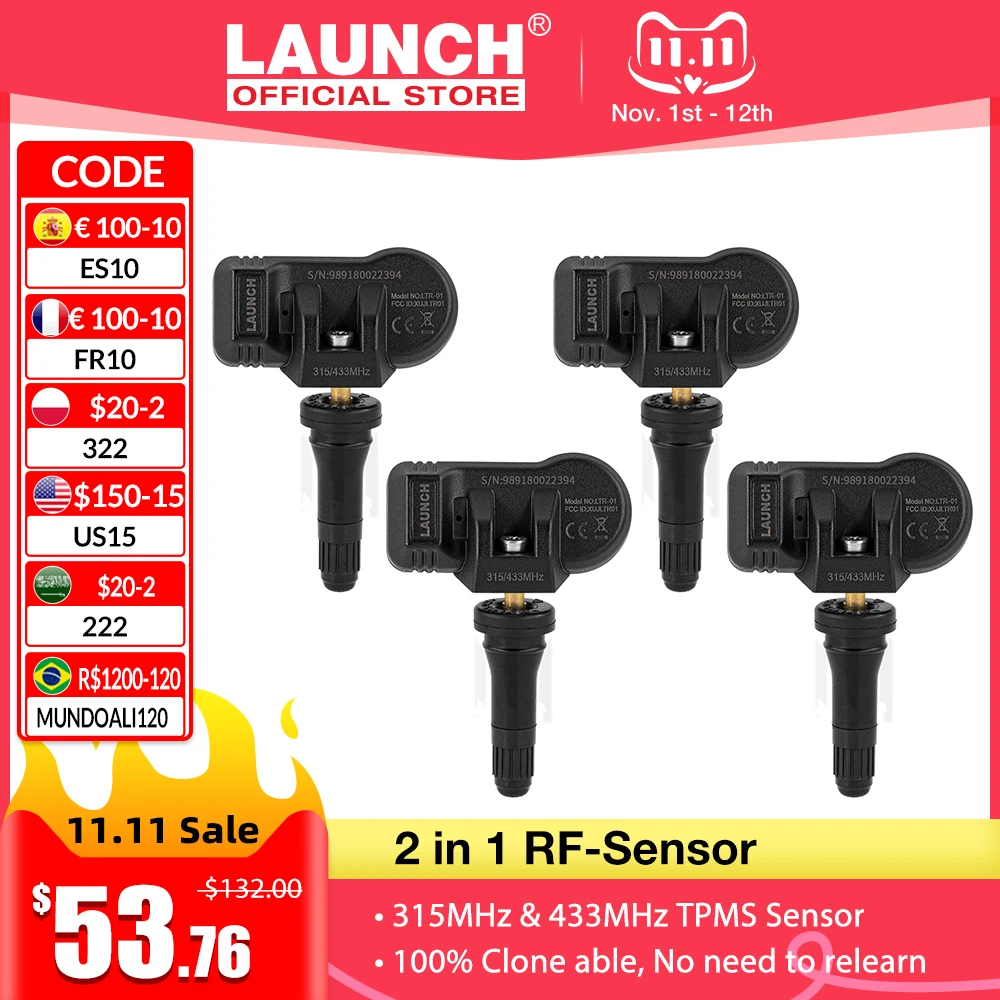 Launch X431 2 In 1 Rfsensor 315mhz & 433mhz Tpms Sensor Tire Repair Tools Scanner Tire Pressure
