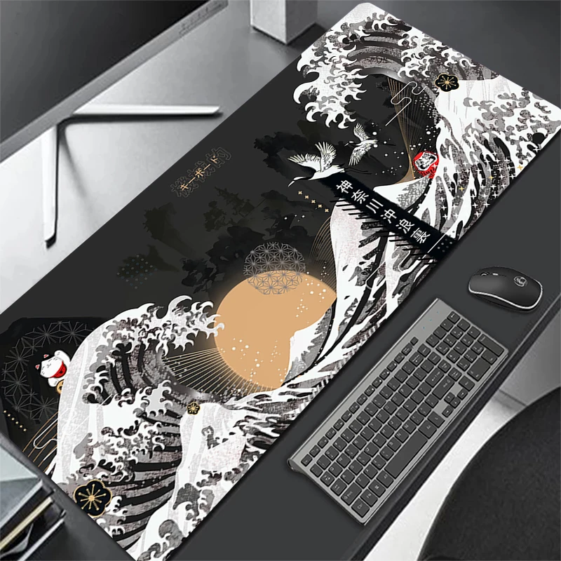 thumbnail image 1 of Oni-alfombrilla grande para ratón de juegos, tapete japonés negro para mesa de escritorio, alfombrilla grande para ratón XXL 90x40, alfombrilla para teclado y ratón, empresa 100x50, 1 of 5