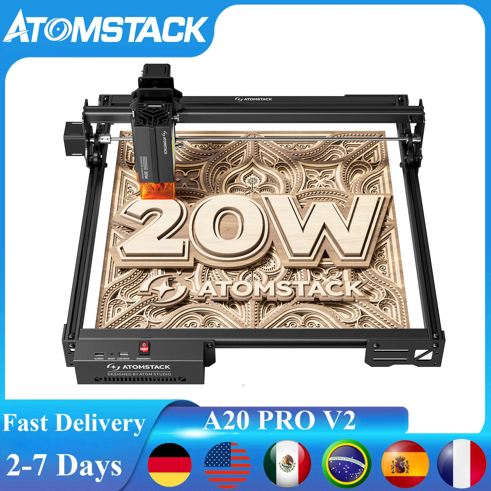 A20】ACMER 超微細レーザー彫刻機 3.5W