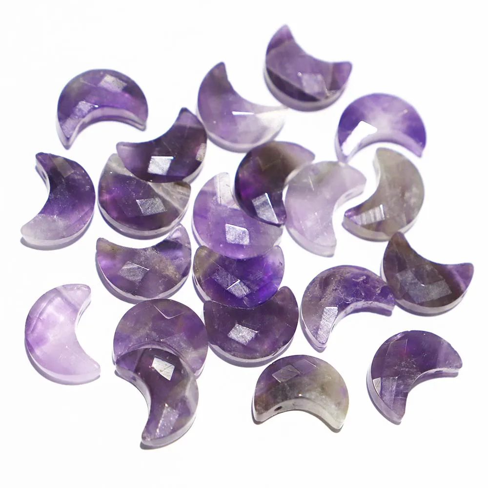 Natural Stone Crescent Moon Shaped Hole Necklaces Pendants Multicolor Fashion Charms Jewelry Earrings Accessories Wholesale 8Pcs