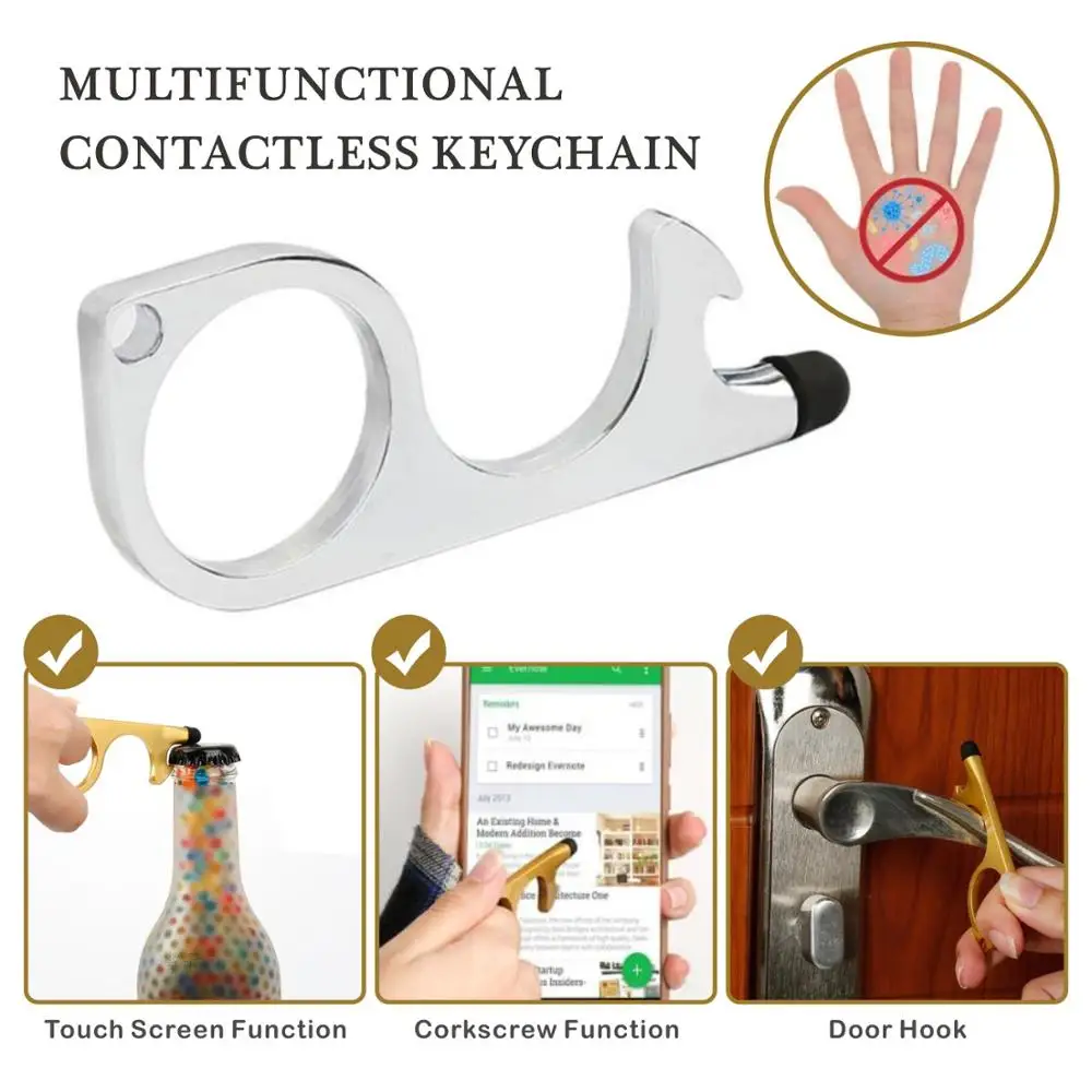 Hygiene Key Safe Touch Keychain Hodeso Keychain Brass EDC Hygiene