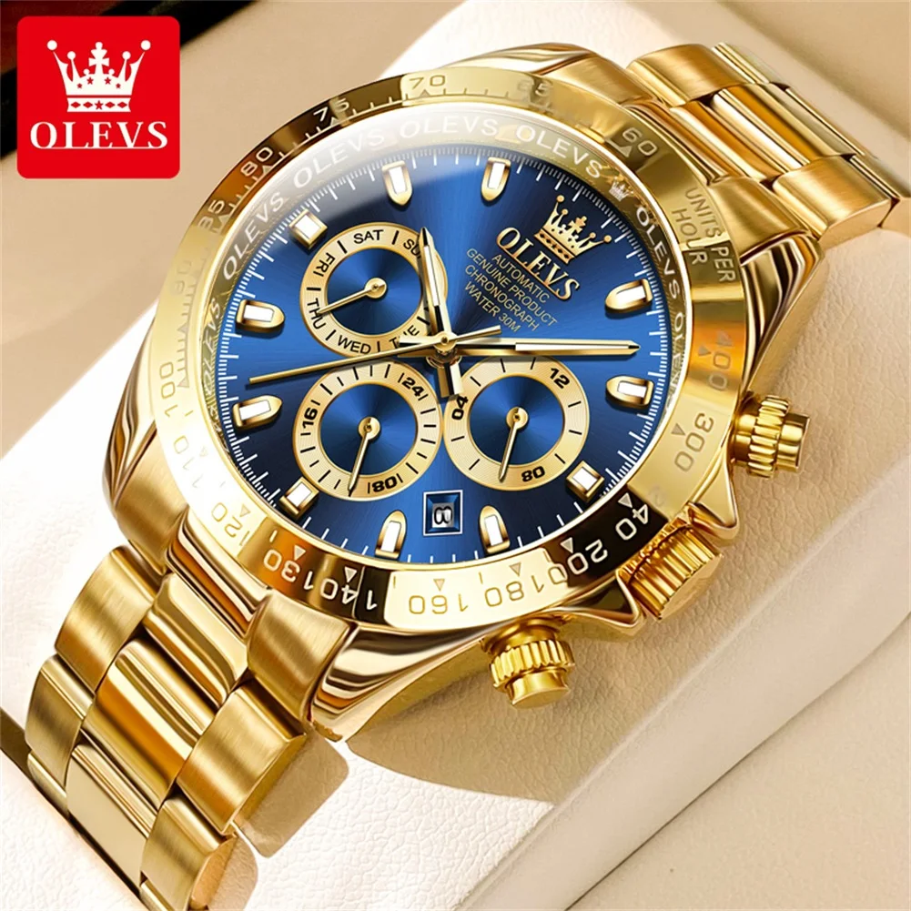 OLEVS 6638 Original Brand Classic Man Automatic Mechanical Waterproof Wrist Watch Chronograph