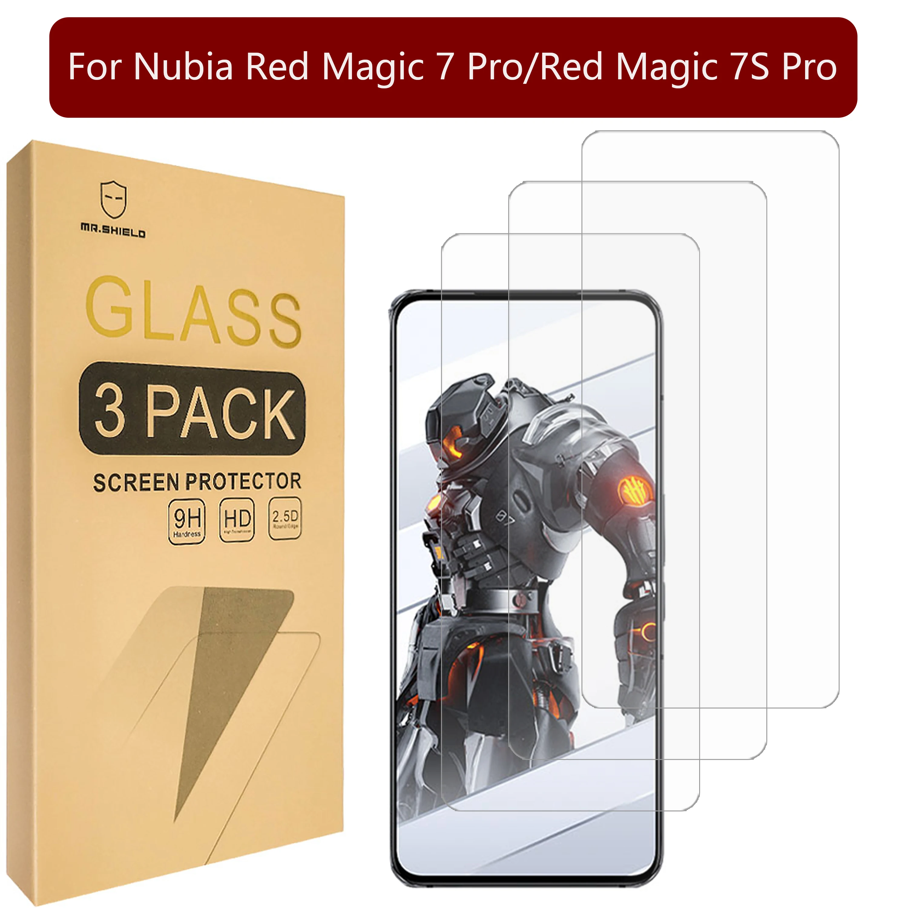 

Mr.Shield [3-Pack] Screen Protector For Nubia Red Magic 7 Pro/Red Magic 7S Pro [Tempered Glass] [Japan Glass with 9H Hardness]