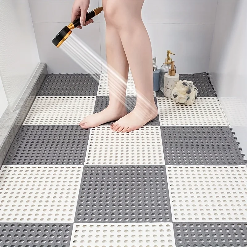 1set/2set/3set- Shower Room Floor Mat, Bathroom Non-slip Mat, Hollow Splicing Water Insulation Bath Feet Mat, Suit For Swimming