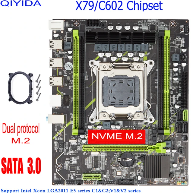 Qiyida X79 Motherboard LGA 2011 USB2.0 SATA3 Support REG ECC Memory And Xeon E5 Processor 4DDR3 PCI-E NVME M.2 2