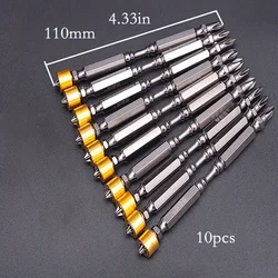 10-Piece Magnetic PH2 Screwdriver Bit Set with Hex Shank - Versatile Sizes (4.33in10pcs 110mm)