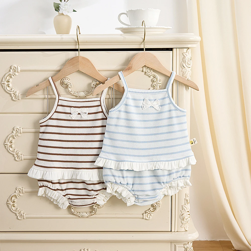 Cotton Baby Girls Summer Striped Camisole and Shorts