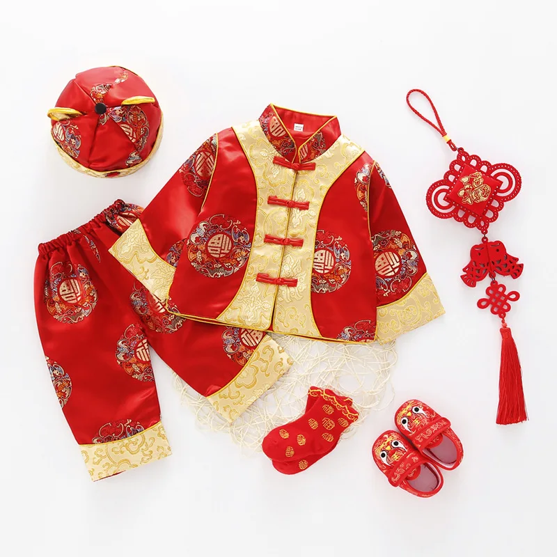 Baby Kids Tang Suit Chinese Traditional New Year Clothing Children Tang Clothing Photography Clothes One-Year-Old Costume