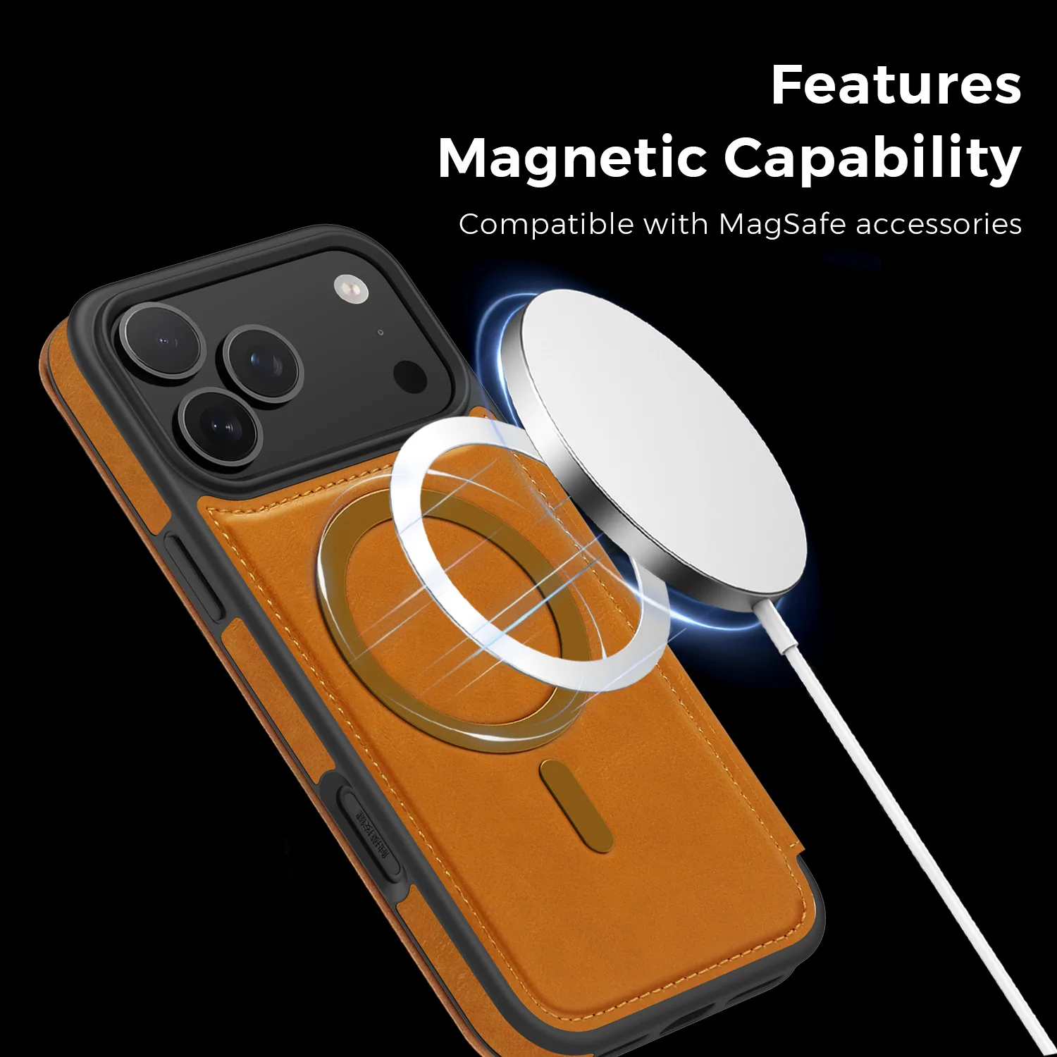Leather Magnetic Flip Wallet Phone Case with Card Slot Holder