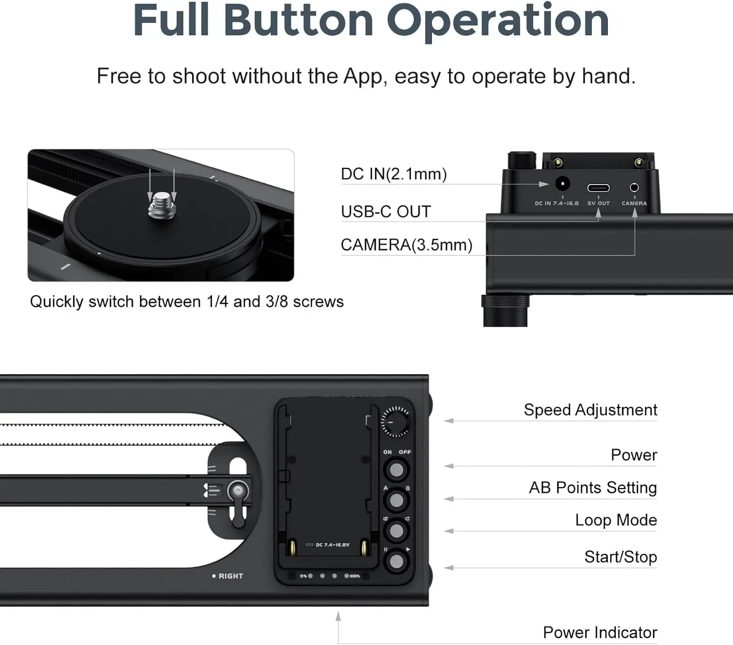 Accsoon Toprig S40 S60 Motorized Camera Slider App Wireless Control Carbon Fiber Dolly Rail Slider Support IME Lapse Photography