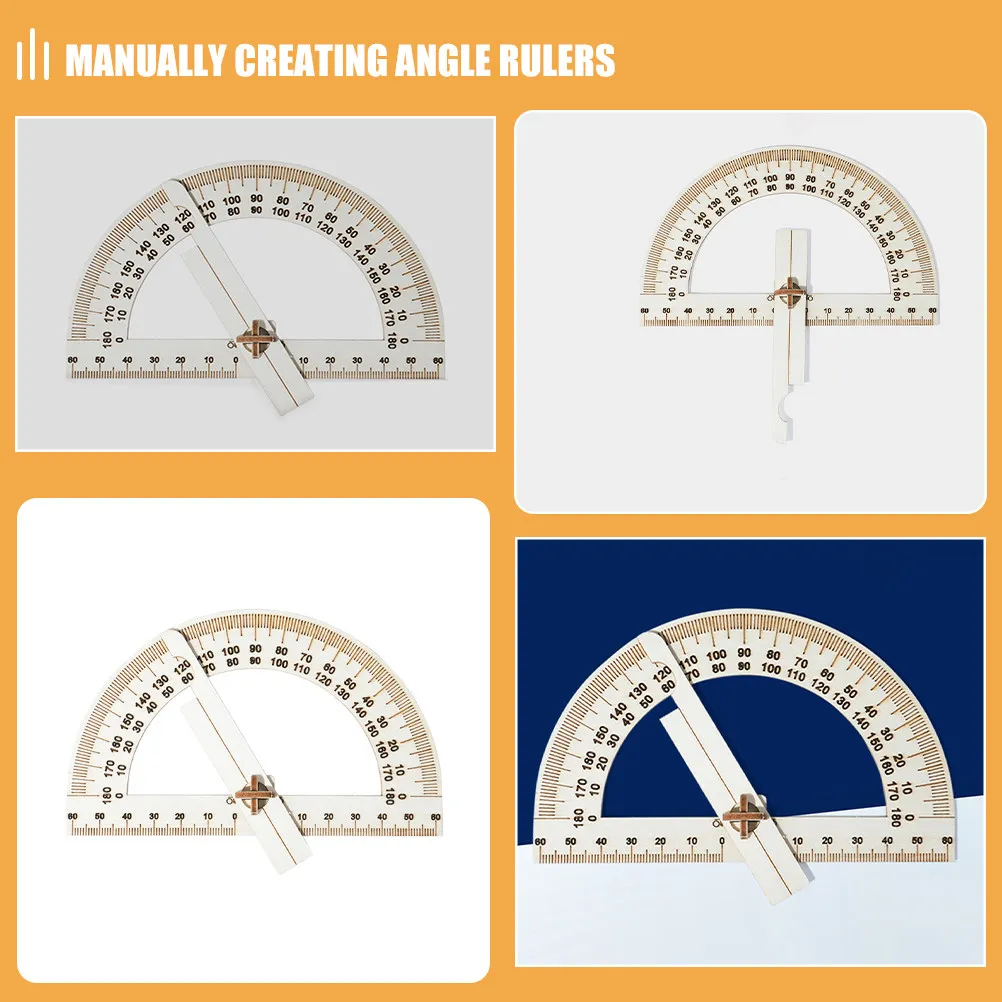 4Pcs 나무 각도자 키트 회전 각도기 게이지 원형 제작 도구 교실 공예 활동 목공 학습용