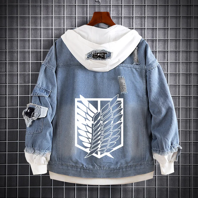 Serangan Di Titan Denim Jaket Anime 