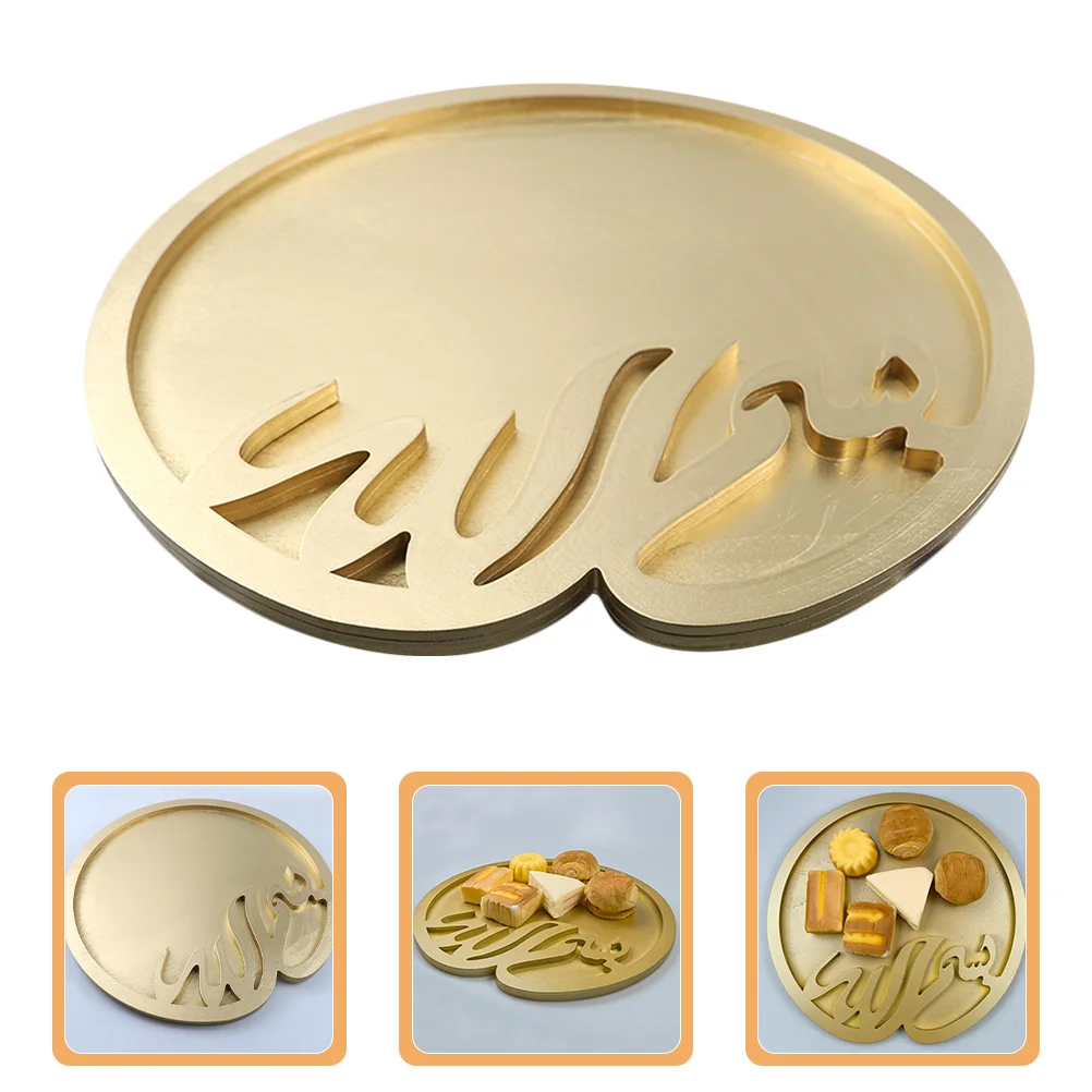 

Wooden Eid Tray Eid Decoration Fruit Tray Festival Storage Tray for Tabletop