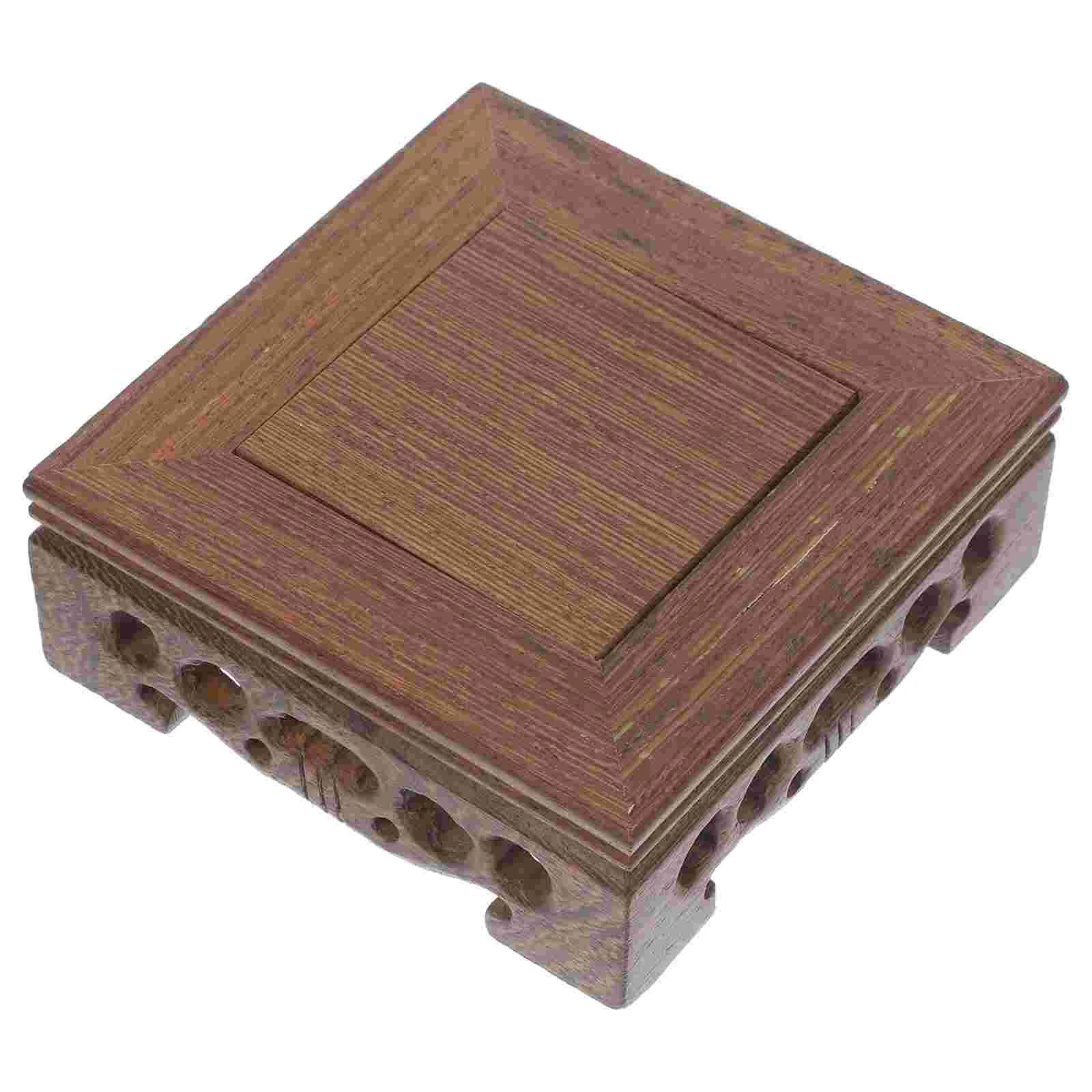 

Vase Carved Wood Lifting Base Storage Shelves Chinese Display Stand Wooden Flower Pot Holder