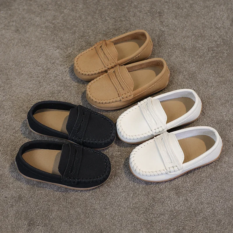 Boys Moccasins Shoes Fashion Solid Color Kids School Causal Shoes Breathable Non-slip Children Slip-on Flats Loafers Size 21-30
