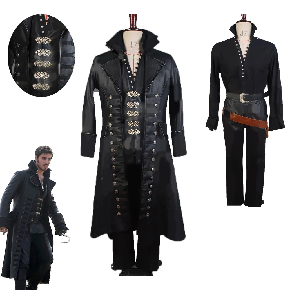 

Captain Hook Cosplay Costume Top Pants Coat Movie Once Upon A Time Full Set Jacket Halloween Carnival Roleplay Clothes Suit