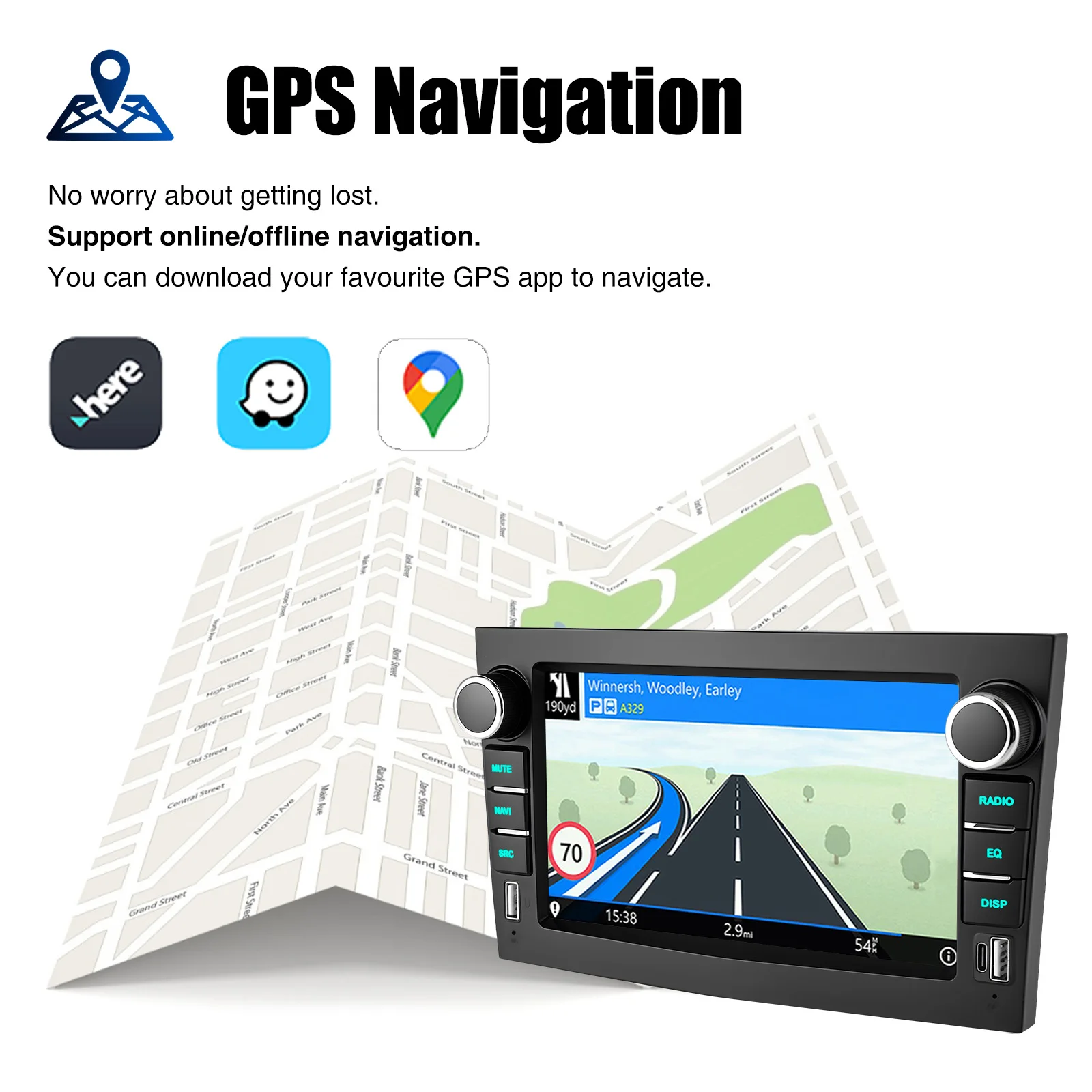 ESSGOO Autoradio Android 14 7" 4+64GB für Opel Vauxhall Corsa C/D Zafira B Astra H Vectra C Wireless Carplay Android Auto GPS Navigation FM BT WIFI Lenkradsteuerung RDS Dual USB Typ C KI Stimme Multimedia-Videoplayer – Detail 11