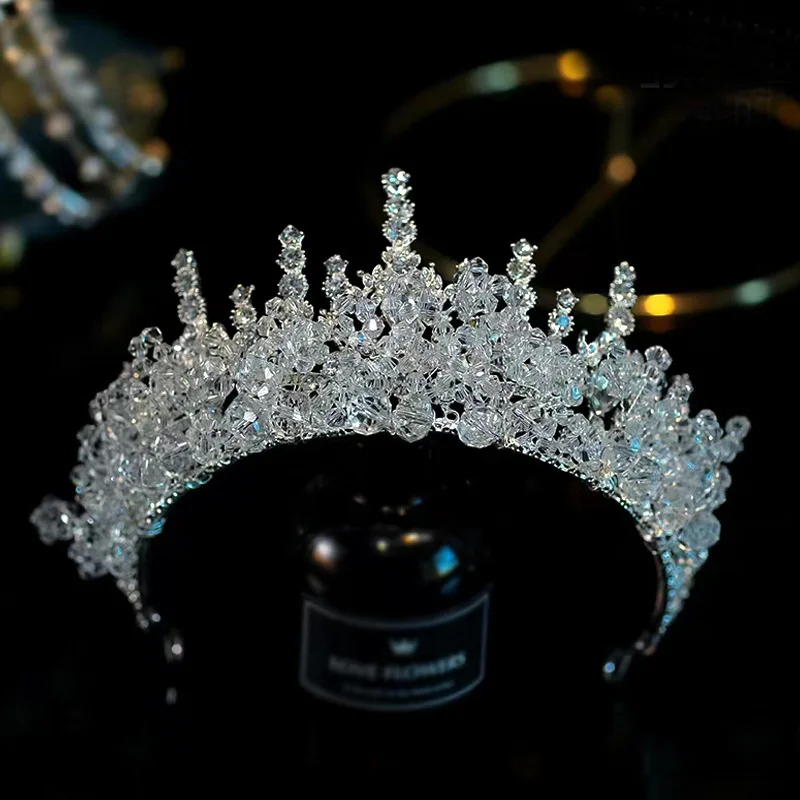 New Bridal Tiara Crystal Wedding Crown Hair Accessories Luxury Diadem Headdress Headband Korean Fahsion Pageant Headwear Jewelry