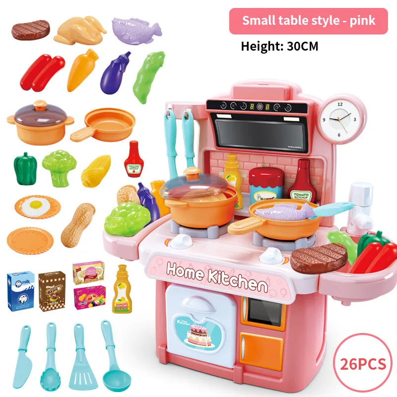 Kids Kitchen Toy Preten Play Cooking Table Set Children Spray Water