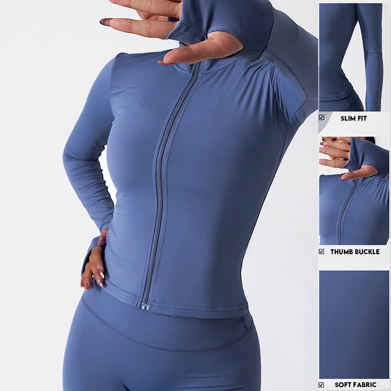 Women Yoga Jacket Sports Jacket Elasticity Zipper Running Workout Long Sleeve Gym Quick-drying Train Autumn And Winter