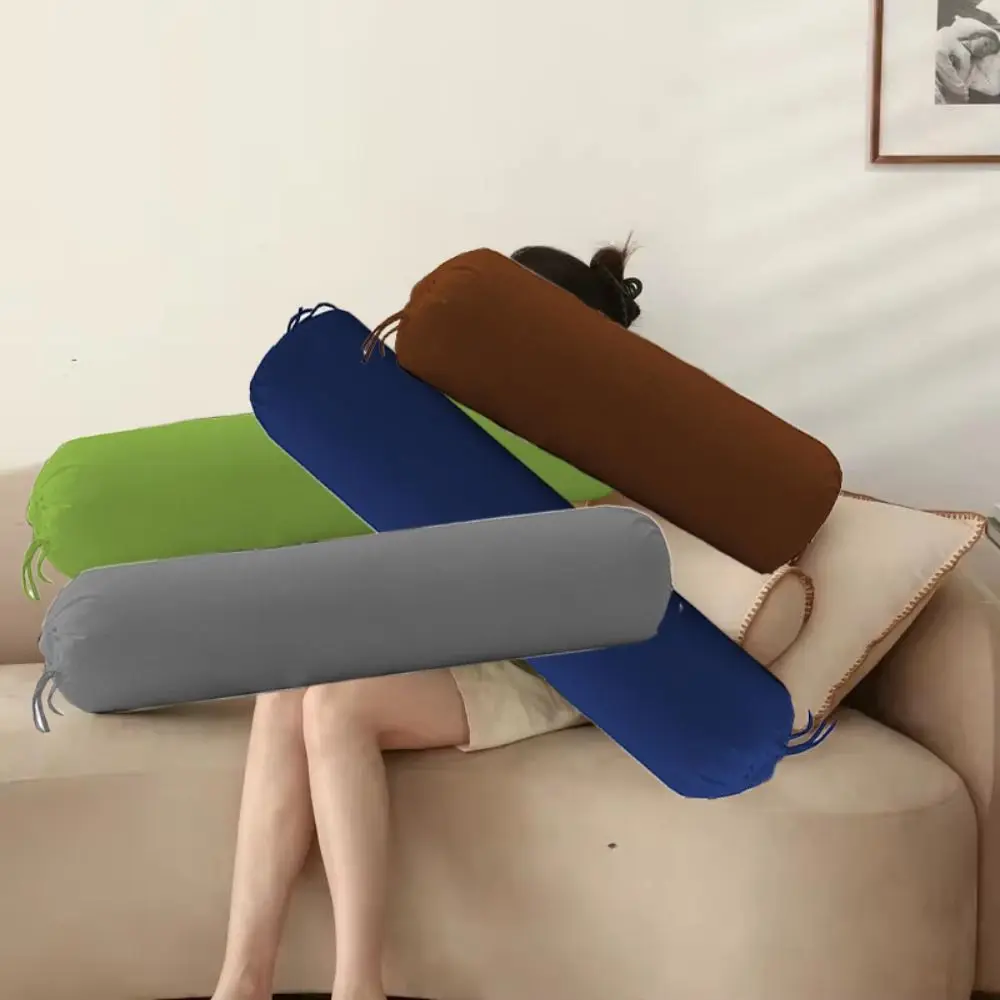 Household Solid Color Long Cylindrical Pillowcase Washable Removable Bedroom Neck Bolster Pillowslip Durable Pillow Case