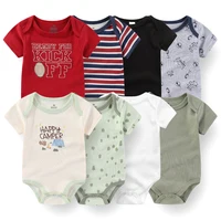 4Pieces Cotton Newborn Bodysuit Print Baby Girl Clothes 0-12M Cartoon Baby Boy Clothes Summer Short Sleeve Romper Bebes 1