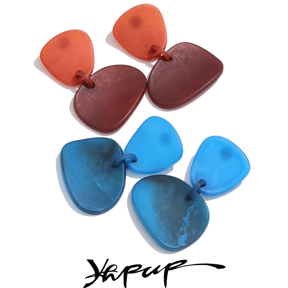 Yhpup Blue Red Acrylic Geometric Drop Dangle Fashion Earrings for Women