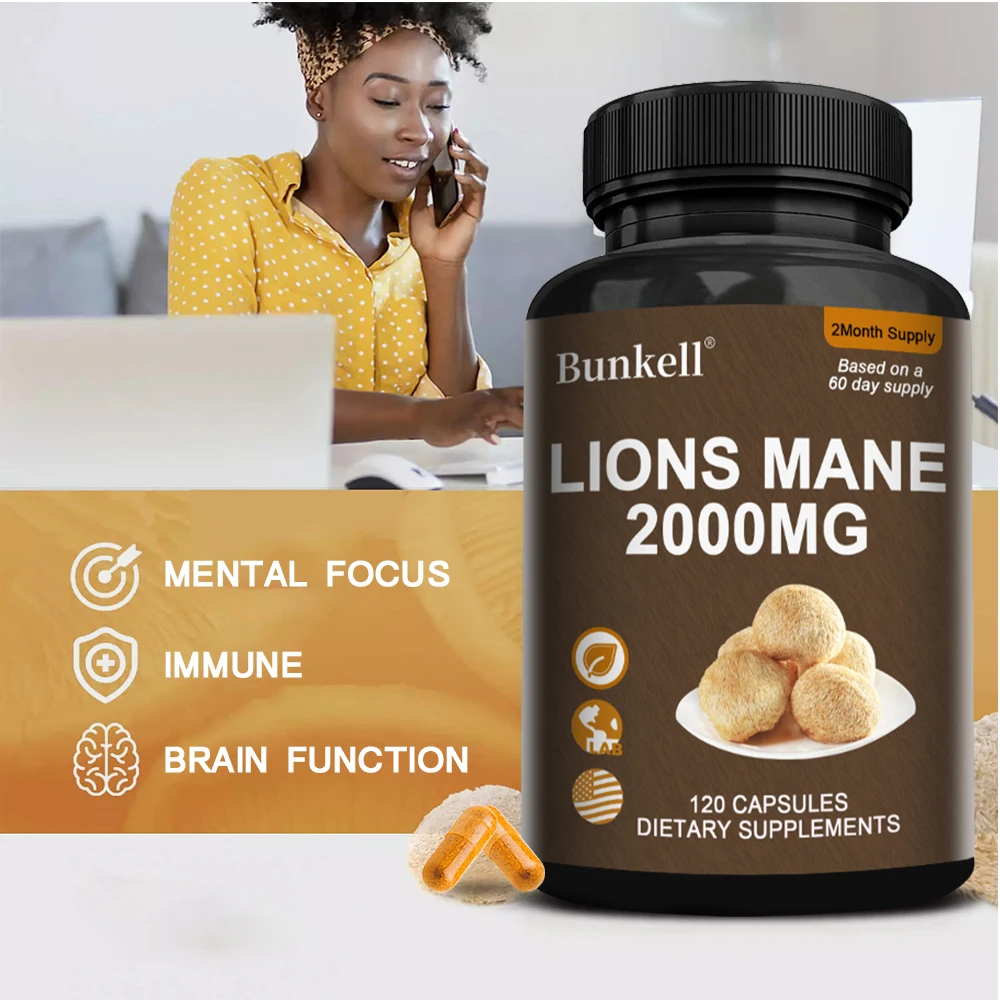 Lion's Mane Extract 2000 mg-Gut Health and Digestive Function, Focus and Cognitive Function, Immune Support