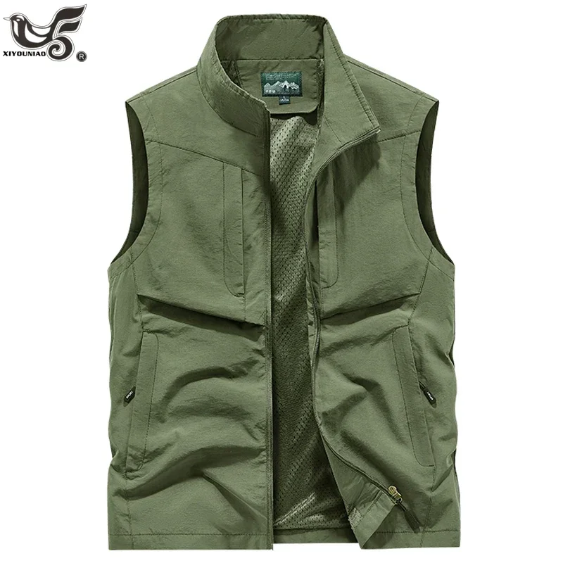 Veste de pêche sans manches légère 6XL 7XL 8XL pour homme randonnée voyage sports