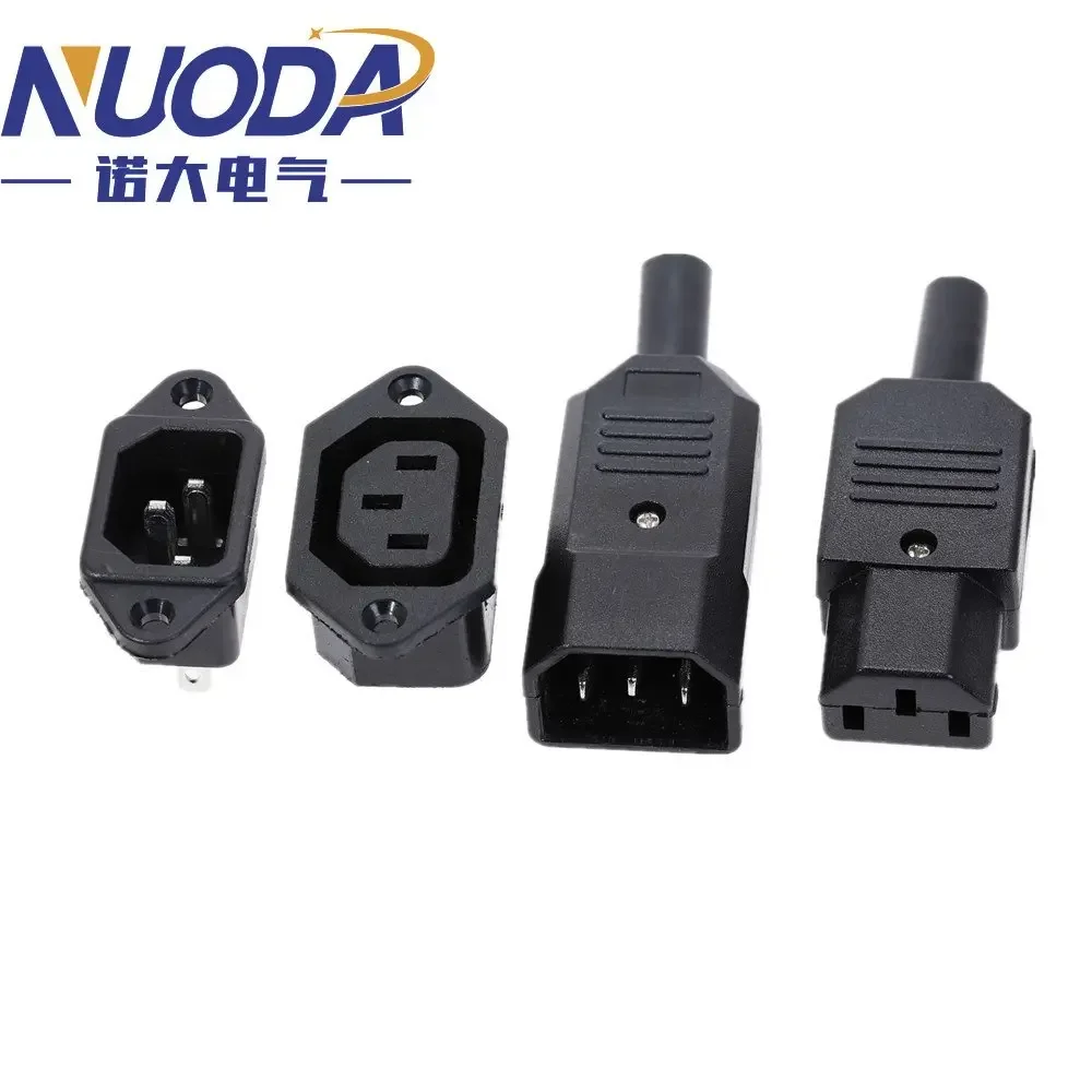 NUODA IEC320 250V/10A C14 C13 Electrical AC Socket 3 Female Male Inlet Plug Iron Connector 3pin Socket Mount