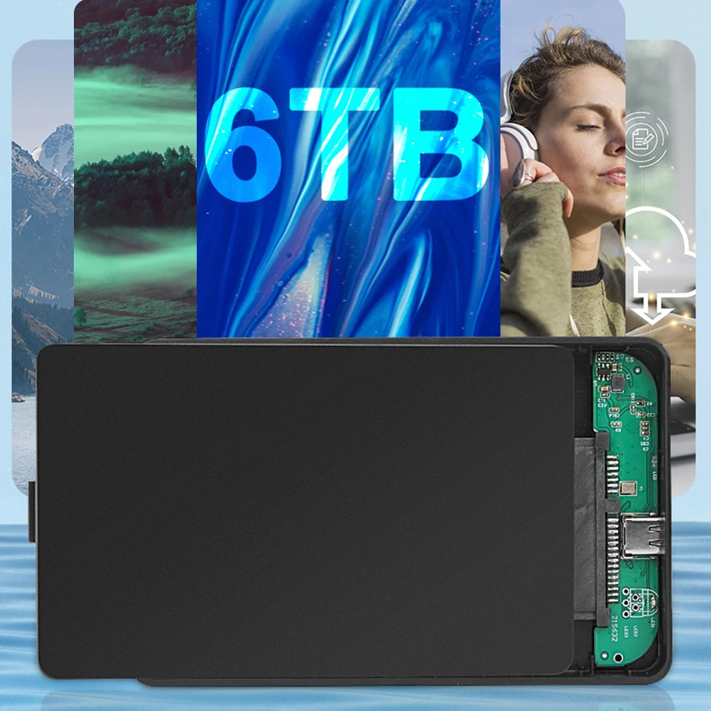 Type-C USB3.1 SATA 하드 드라이브 인클로저 전송 속도 6Gbps Windows/Os/Linux 시스템용 휴대용 하드디스크 플러그 앤 플레이