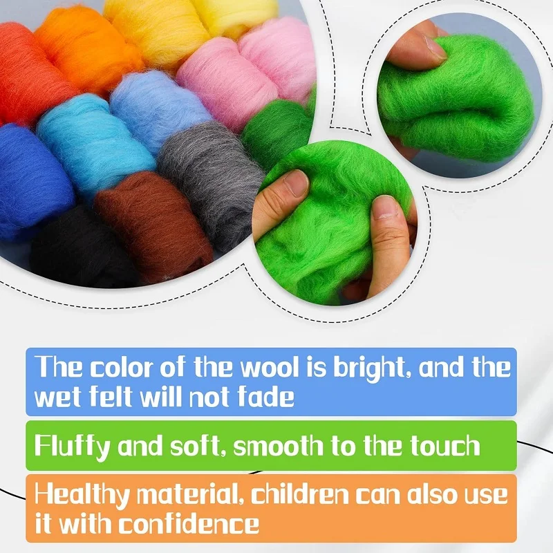 Wool Felt Tools Kit 17 Colors Set Needle Felting Kit with Felt Molds Perfect Choice for Needle Felting or Craft