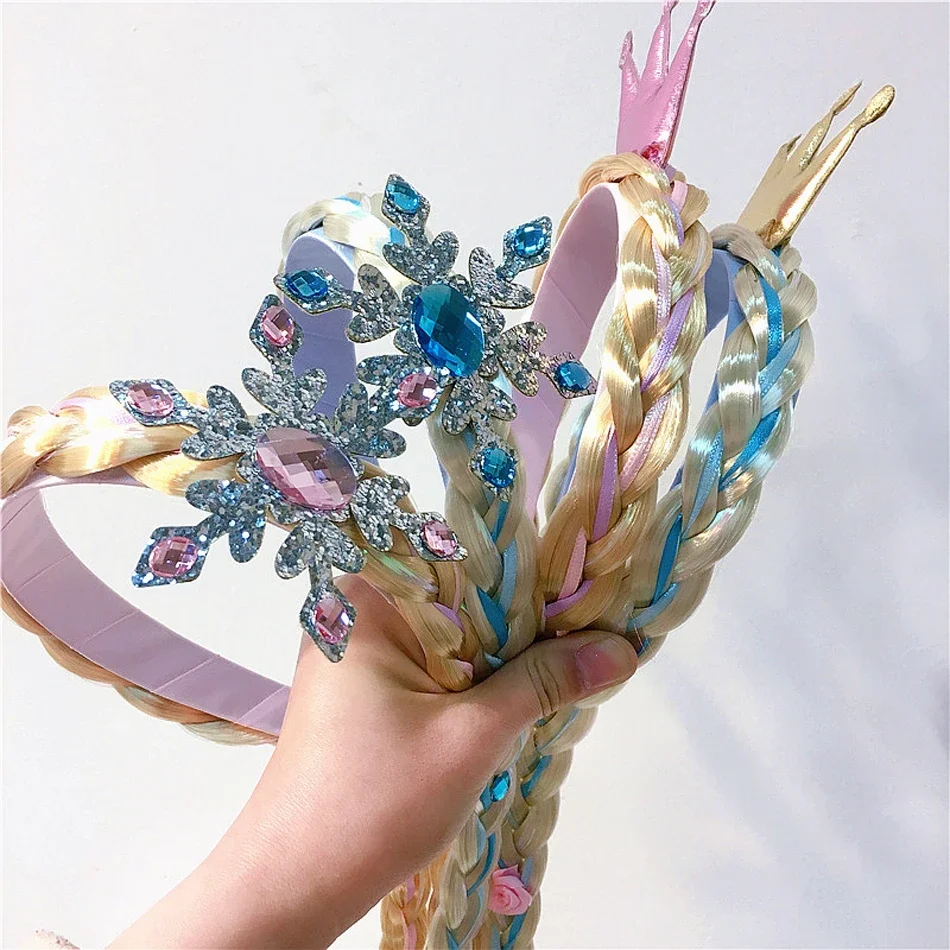 Elsa Cosplay Weben Zopf Tangled Kinder Rapunzel Stirnband Prinzessin Haar Mädchen Perücke Prinzessin Mädchen Stirnband Kinder Haar Hoop Geflochten – Detail 5