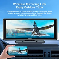 ESSGOO Autoradio universel portable 10,26 pouces HD écran tactile Airplay Navigation GPS WIFI Apple CarPlay Android Auto Lecteur vidéo multimédia MP5 Mirror Link BT Contrôle vocal AUX Émetteur FM Large compatibilité 5