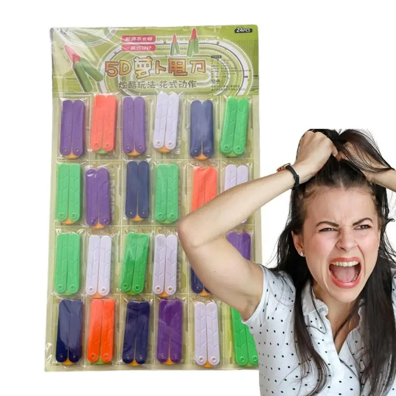 

3D Printing Radish Straight Jump 24PCS High-quality Gravity Mini Keychain Radish Knife Kids Gifts Toy Gift Surprise