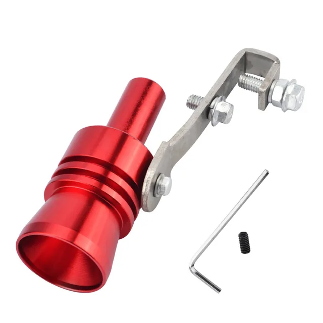 Motorbike Car Exhaust Fake Turbo Whistle Pipe Sound Muffler Blow Off Valve Universal Simulator Whistler Red-XL