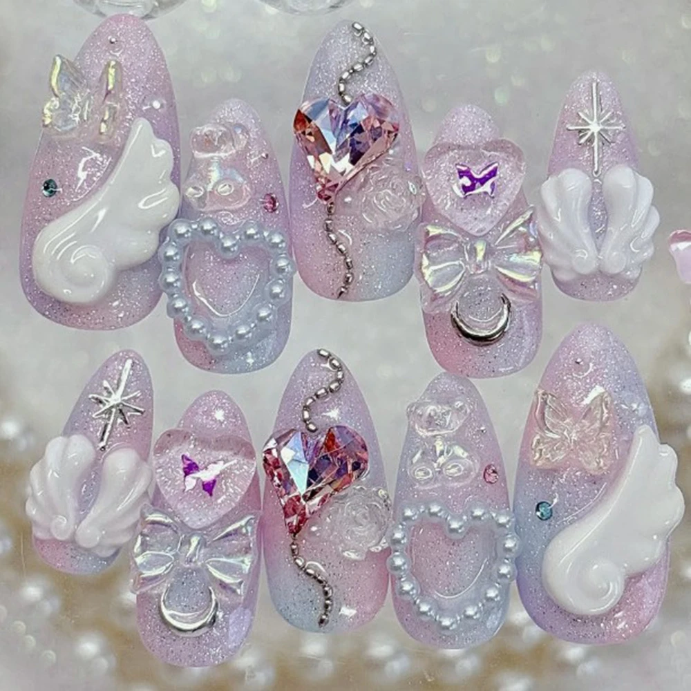 3D 천사 날개 네일 아트 실리콘 몰드 재사용 가능한 투명 DIY 매니큐어 템플릿 웨딩 젤 날개 디자인