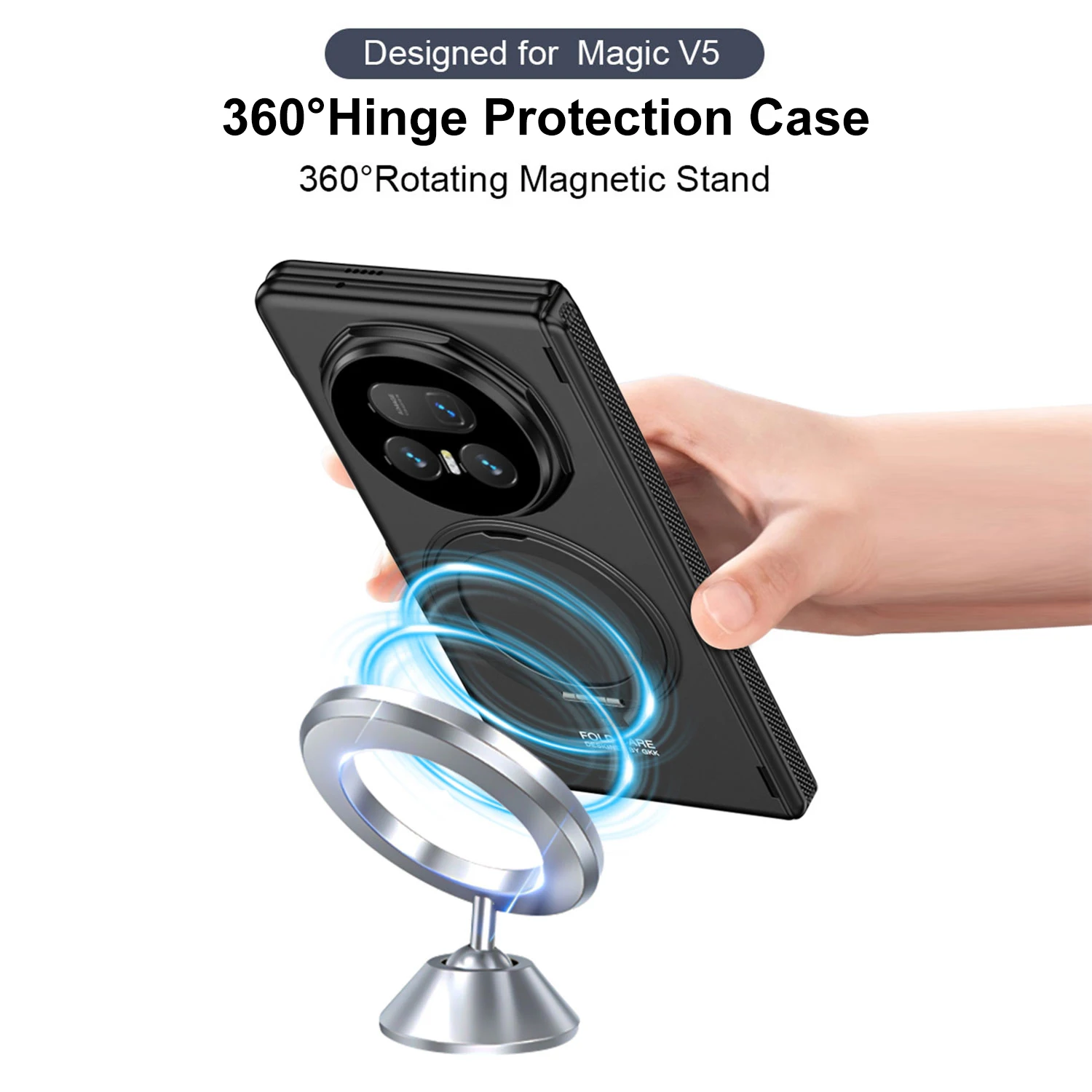For Huawei Honor Magic V5 Case Hard With Ring Stand Magnetic wireless charging Protect Back Cover Case For Magic V5 Phone Shell - 3