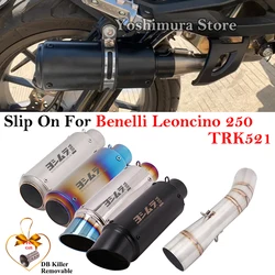 For Benelli Leoncino 250 TRK521 521 Motorcycle Exhaust Escape System Modify Carbon Fiber Muffler With Middle Link Pipe DB killer