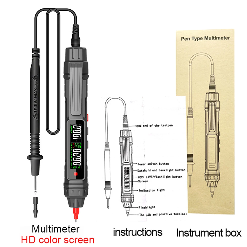 Smart Digital Multimeter 6000 Counts Non Contact High Precision Voltage Detector Pen Auto Range NCV Capacitance OHm Tester digital multimeter tester